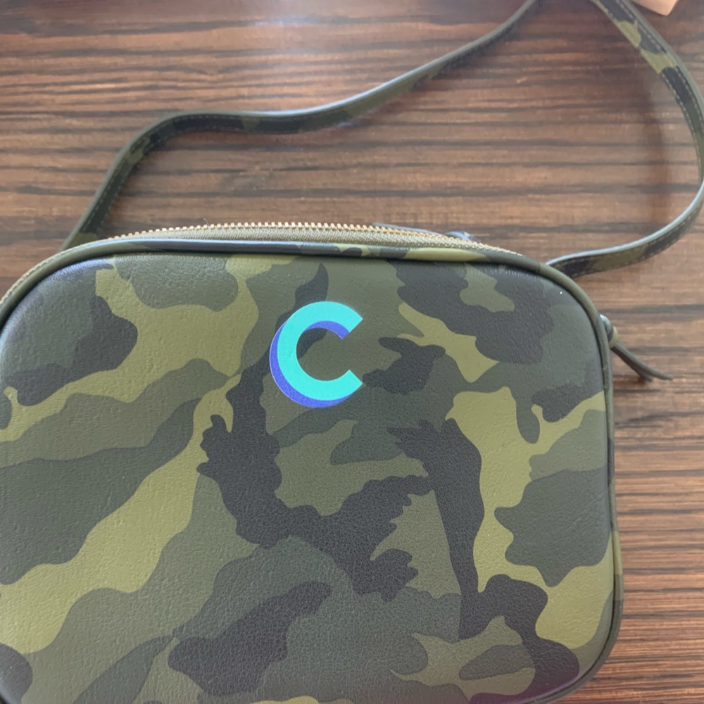 Mark and graham essential crossbody bag monogrammed “c” initial. Camouflage